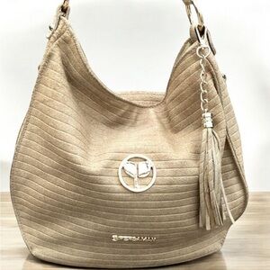 Persaman New York Adriana Python Leather Satchel Beige Handbag Made in Italy